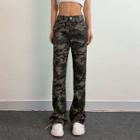 High-waist Camouflage Boot-cut Pants