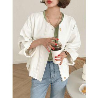 Round-neck Loose-fit Zip-up Jacket