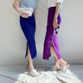 Deep-slit H-line Long Skirt