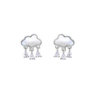 Cloud Shell Sterling Silver Fringed Earring Stud Earring - 2 Pcs - Silver - One Size