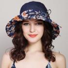 Printed Panel Buttoned Sun Hat