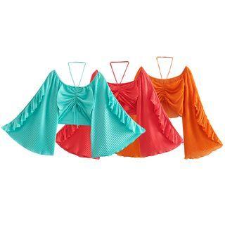 Wide-sleeve Cropped Blouse