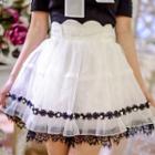 Lace Hem Scallop Trim A-line Skirt