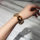 Alloy Leopard Print Acetate Bracelet 0461 - Gold - One Size