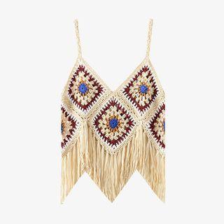 Two-tone Fringe Crochet Tank Top