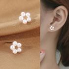 Flower Faux Pearl Sterling Silver Earring 1 Pair - White - One Size