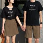 Couple Matching Short-sleeve Lettering T-shirt / Mini A-line Skirt / Shorts (various Designs)