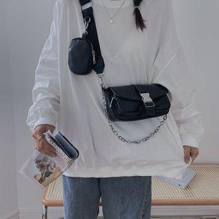 Set: Flap Crossbody Bag + Coin Purse Black - One Size