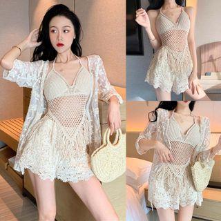 Lace Jacket / Perforated Camisole / Lace Shorts