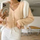 Cropped Furry Knit Cardigan