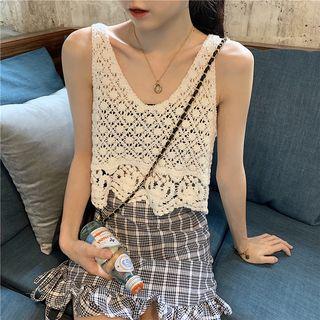 Sleeveless Perforated Top As Shown In Figure - One Size