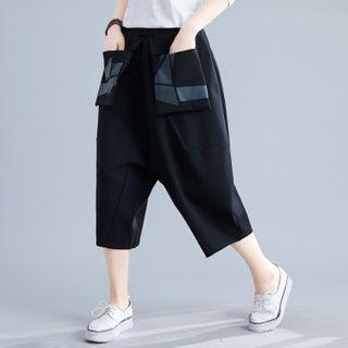 Geometric Print Capri Harem Pants Black - One Size