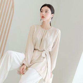 [lovb] Longline Crepe Blouse With Sash