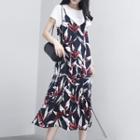 Sleeveless Printed Drawstring Midi Dress