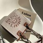 Lettering Canvas Tote Bag Khaki - One Size