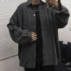 Corduroy Shirt Jacket Oversized - Dark Gray - One Size