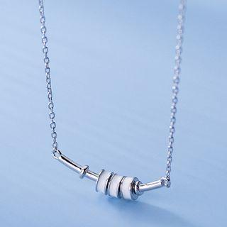 Ring & Curve Pendant Sterling Silver Necklace S925 Silver - Necklace - Silver - One Size