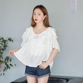 Tie-neck Ruffle-layered Top
