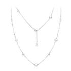 925 Sterling Silver Fashion Simple Pearl Geometric Square Austrian Element Crystal Long Necklace Silver - One Size