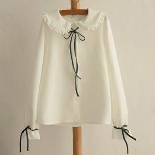 Tie-neck Peter Pan Collar Chiffon Blouse