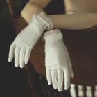 Frilled Trim Wedding Gloves White - One Size