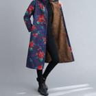 Printed Buttoned Long Coat