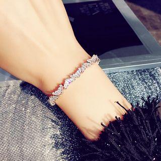 Rhinestone Bracelet Silver - One Size