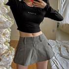Inset Shorts Flap-pocket Miniskirt