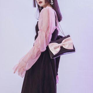 Bow Accent Shoulder Bag Nude Bow - Black - One Size