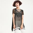 Short-sleeve Print Chiffon Top