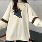 Long-sleeve Smile Face Print Sweatshirt
