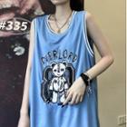 Printed Tank Top / Elbow-sleeve Mock Two Piece T-shirt