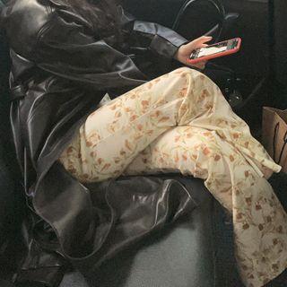 Boot-cut Floral Pants