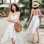 Spaghetti Strap Dip Back A-line Dress