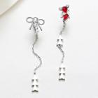 925 Sterling Silver Goldfish Dangle Earring 1 Pair - Silver & Red - One Size