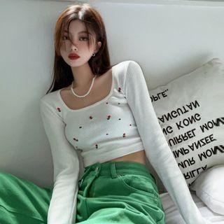 Cropped Embroidered Top