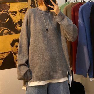 Unisex Mock Two-piece Loose-fit Sweater