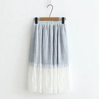 Sheer Panel A-line Midi Dress