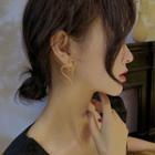 925 Sterling Silver Heart Earring 1 Pair - Silver Stud - Gold - One Size