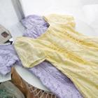 Square-neck Crochet Lace-up Front Dress