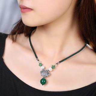 Agate Faux Pearl Pendant Necklace As Shown In Figure - One Size