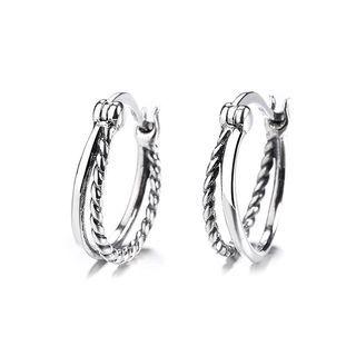 Sterling Silver Layered Mini Hoop Earring 039fr - 1 Pair - 925 Silver - Silver - One Size