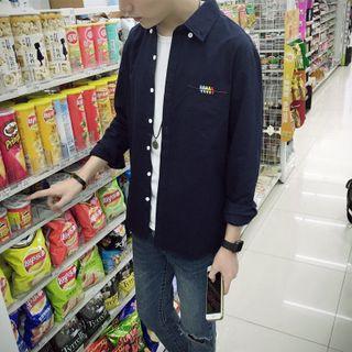 Bird Embroidered Long-sleeve Shirt