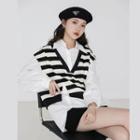 Mock Two-piece Striped Shirt Black & White - One Size