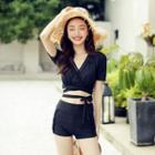 Set: Bikini Top + Bottom + Cover-up Top