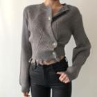 Distressed Buttoned Knit Top