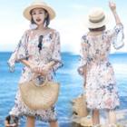 Floral 3/4-sleeve Chiffon Dress