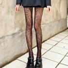 Patterned Fishnet Tights Print - Black - One Size