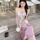 Plain Ruffle Tank Top / High-waist Plain Skirt