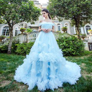 Off-shoulder Wedding Dress With Train